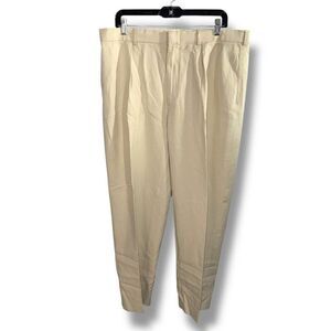 Polo Ralph Lauren Tan Silk & Linen Pleated Trouser Pant Size 36/30